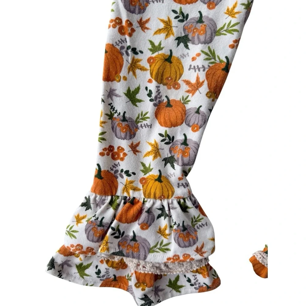 Rare Editions Girls 5‎ Fall Pumpkins Holiday 2pc Outfit Shirt Leggings Set